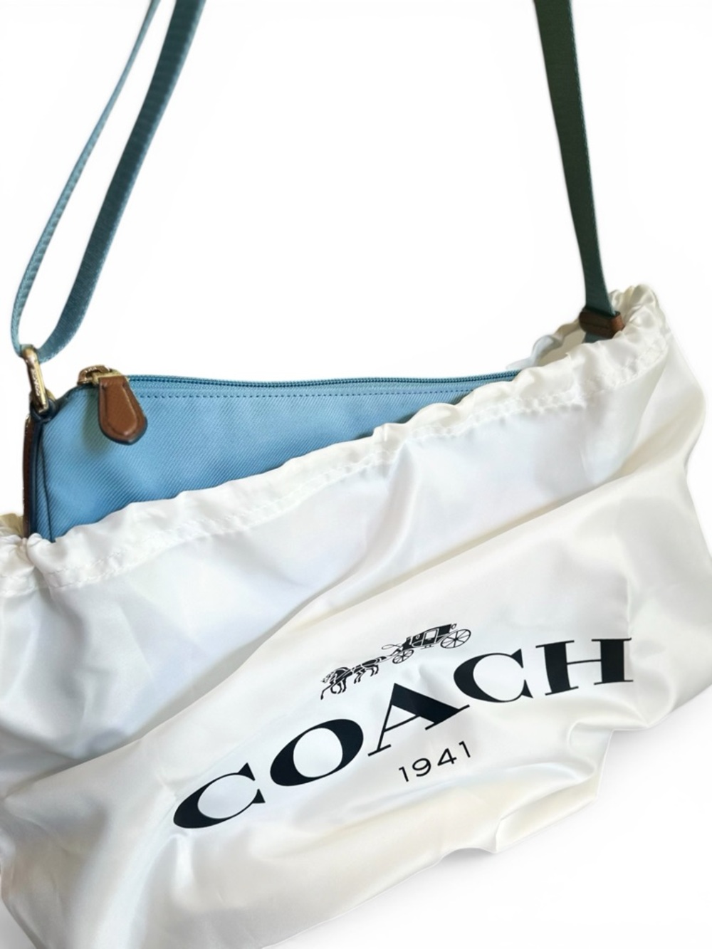 Coach Sawyer Crossbody Bag Blue Nylon Leather Trim NWT Dust Bag - Picture 6 of 16
